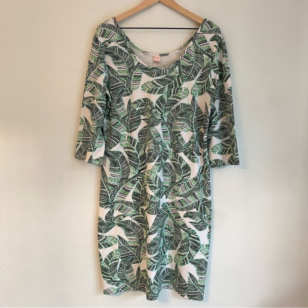Persifor green and White Resort Sheath Dress with Scoop‎ Neck